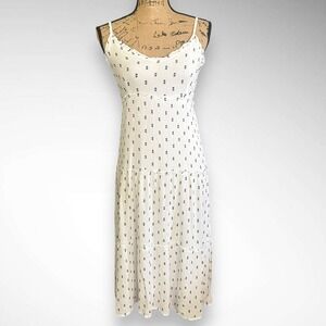 JESSICA SIMPSON White and Navy‎ Spaghetti Strap Maxi Dress Size Small | EUC